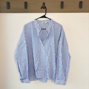 Vineyard Vines Blue and White Striped Button-Front Blouse